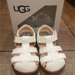 UGG Kids White Leather Sandals